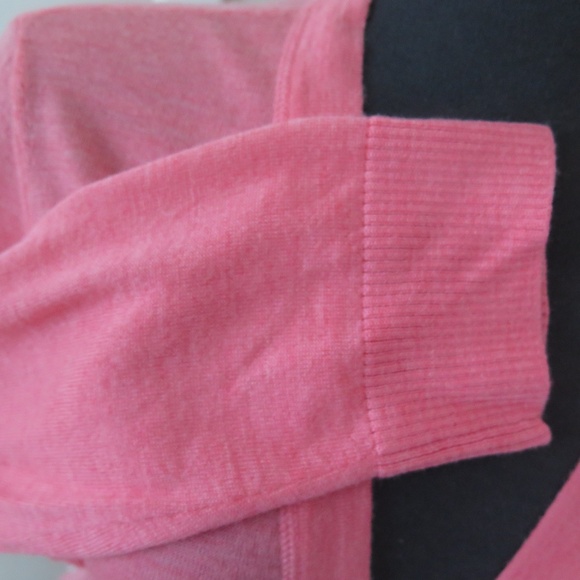 Heather Coral Pink Tory Burch Merino Cardigan, Gold Logo Buttons - Picture 5 of 11